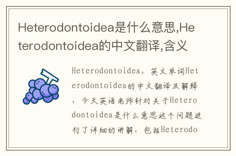 Heterodontoidea是什么意思,Heterodontoidea的中文翻译,含义,读音发音,用法,造句,参考例句