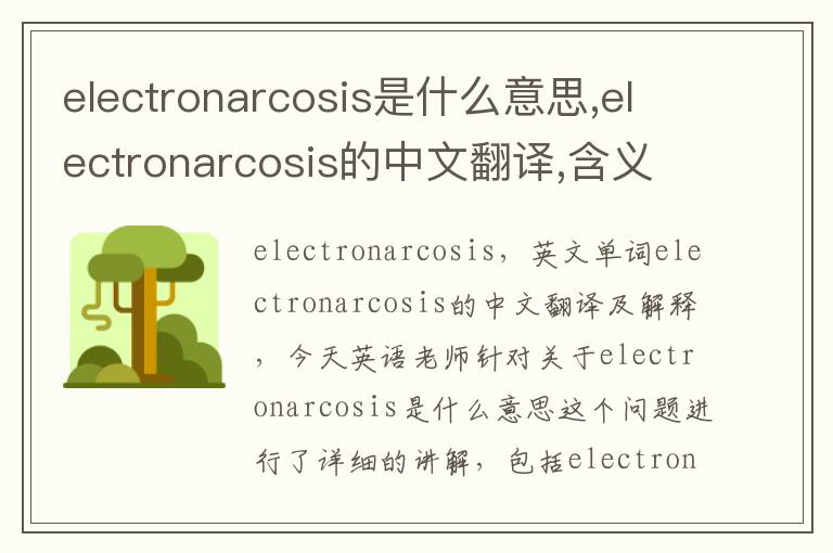 electronarcosis是什么意思,electronarcosis的中文翻译,含义,读音发音,用法,造句,参考例句