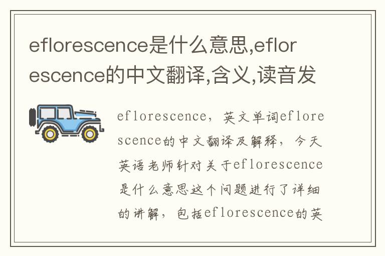 eflorescence是什么意思,eflorescence的中文翻译,含义,读音发音,用法,造句,参考例句