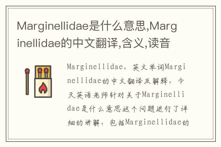 Marginellidae是什么意思,Marginellidae的中文翻译,含义,读音发音,用法,造句,参考例句