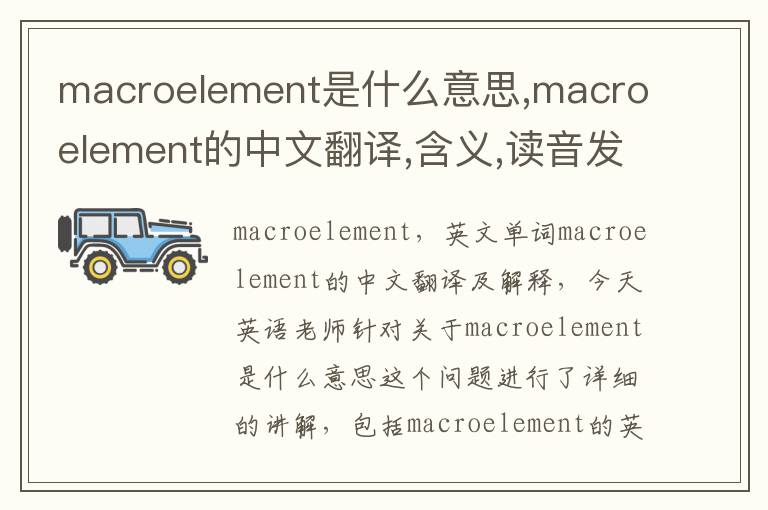 macroelement是什么意思,macroelement的中文翻译,含义,读音发音,用法,造句,参考例句