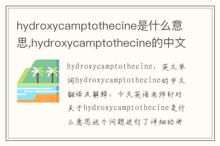 hydroxycamptothecine是什么意思,hydroxycamptothecine的中文翻译,含义,读音发音,用法,造句,参考例句