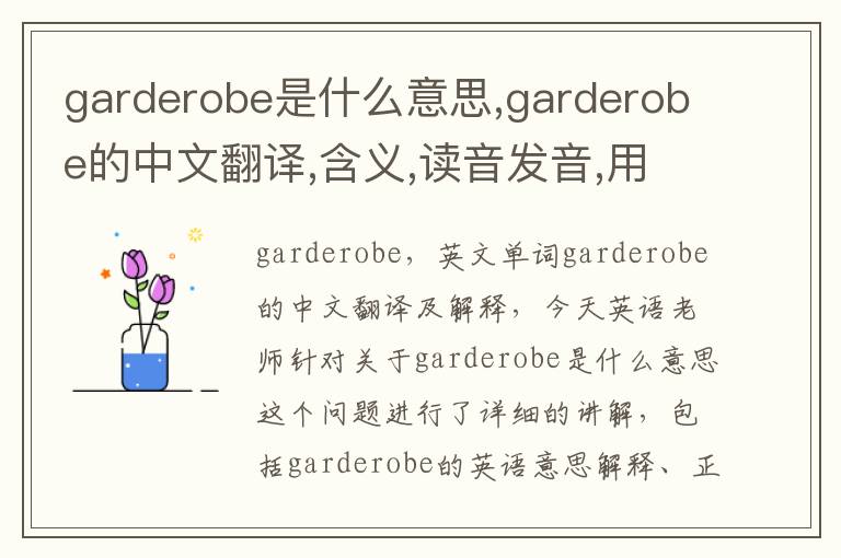 garderobe是什么意思,garderobe的中文翻译,含义,读音发音,用法,造句,参考例句