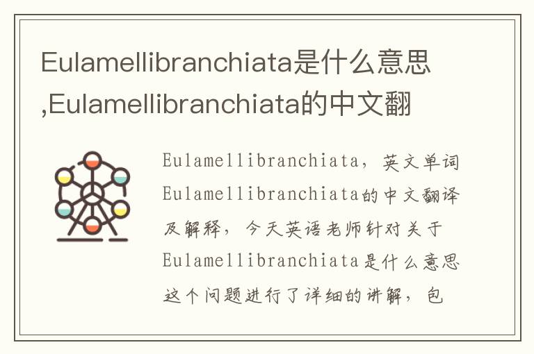 Eulamellibranchiata是什么意思,Eulamellibranchiata的中文翻译,含义,读音发音,用法,造句,参考例句