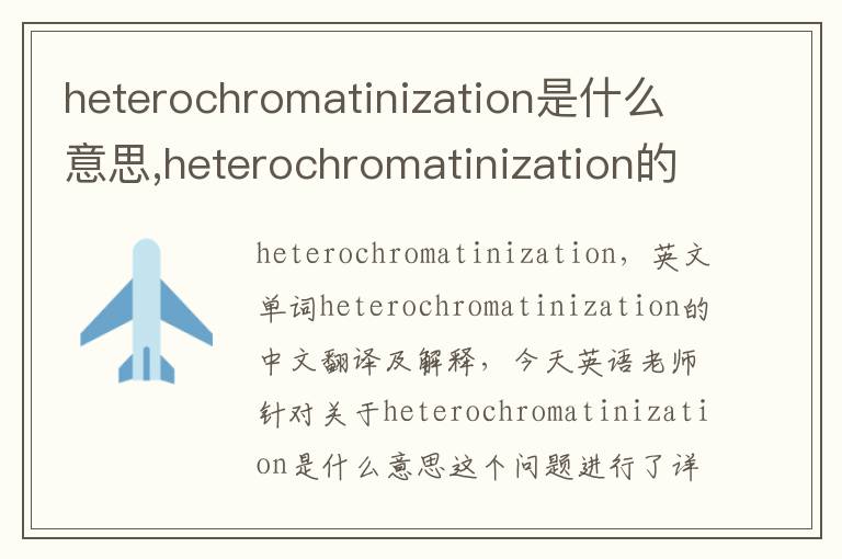 heterochromatinization是什么意思,heterochromatinization的中文翻译,含义,读音发音,用法,造句,参考例句