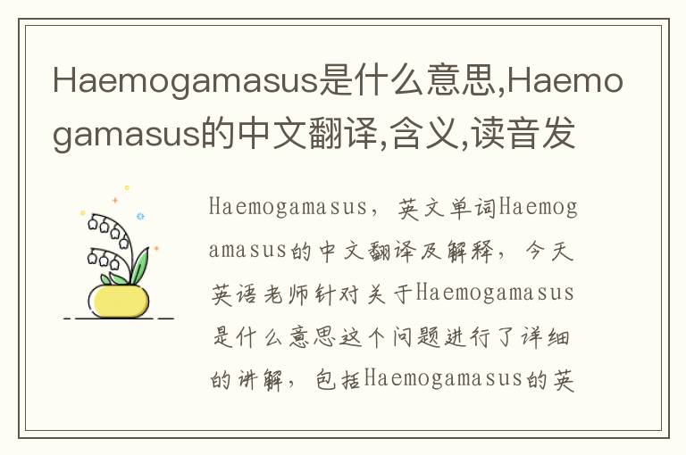 Haemogamasus是什么意思,Haemogamasus的中文翻译,含义,读音发音,用法,造句,参考例句