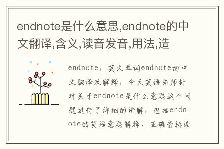 endnote是什么意思,endnote的中文翻译,含义,读音发音,用法,造句,参考例句