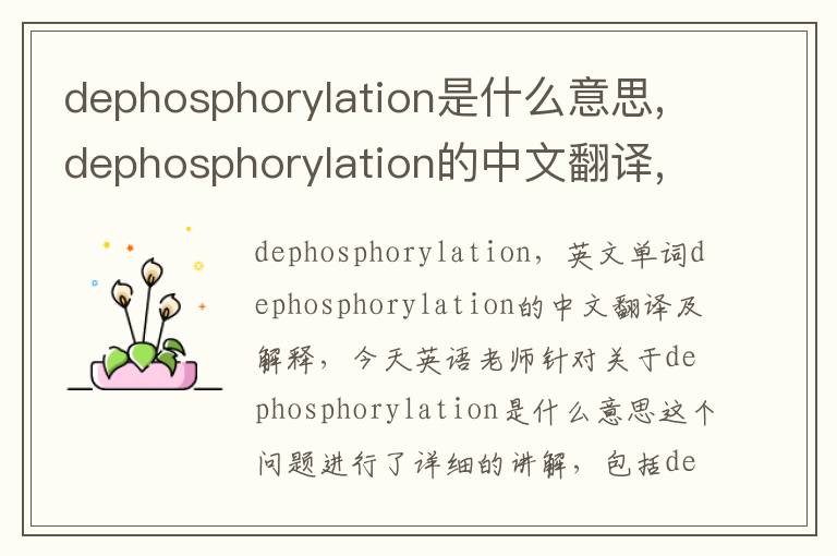 dephosphorylation是什么意思,dephosphorylation的中文翻译,含义,读音发音,用法,造句,参考例句