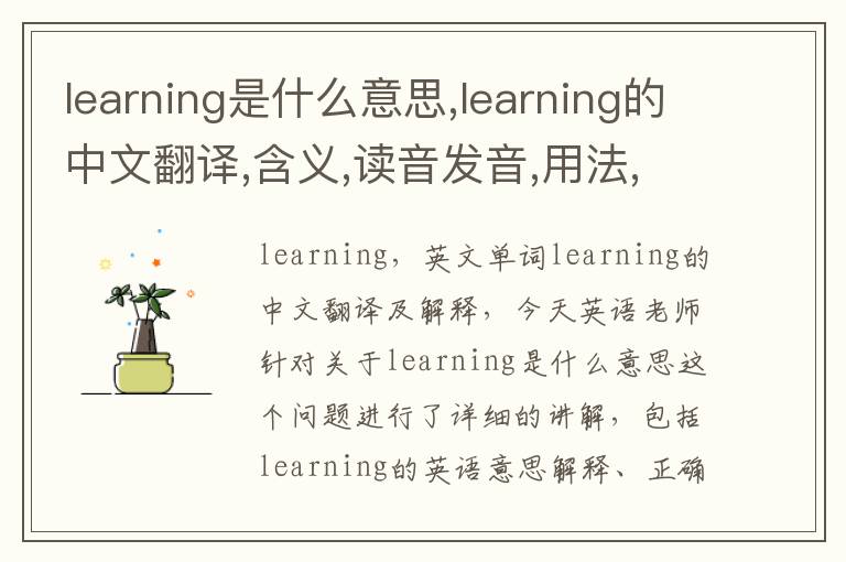 learning是什么意思,learning的中文翻译,含义,读音发音,用法,造句,参考例句