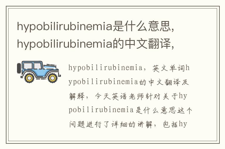 hypobilirubinemia是什么意思,hypobilirubinemia的中文翻译,含义,读音发音,用法,造句,参考例句