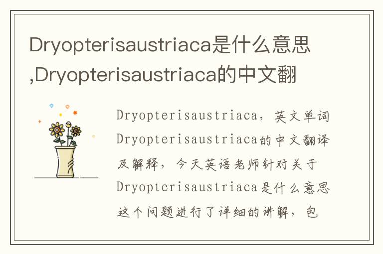 Dryopterisaustriaca是什么意思,Dryopterisaustriaca的中文翻译,含义,读音发音,用法,造句,参考例句