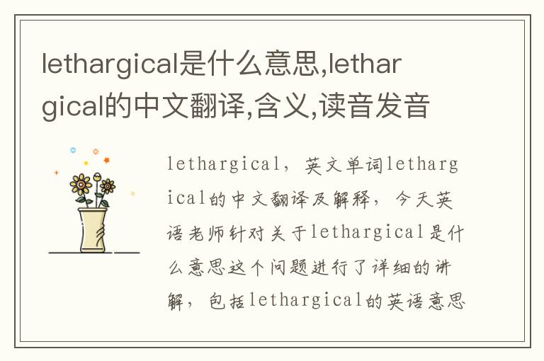 lethargical是什么意思,lethargical的中文翻译,含义,读音发音,用法,造句,参考例句