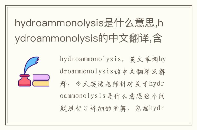 hydroammonolysis是什么意思,hydroammonolysis的中文翻译,含义,读音发音,用法,造句,参考例句