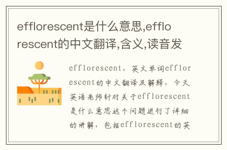 efflorescent是什么意思,efflorescent的中文翻译,含义,读音发音,用法,造句,参考例句