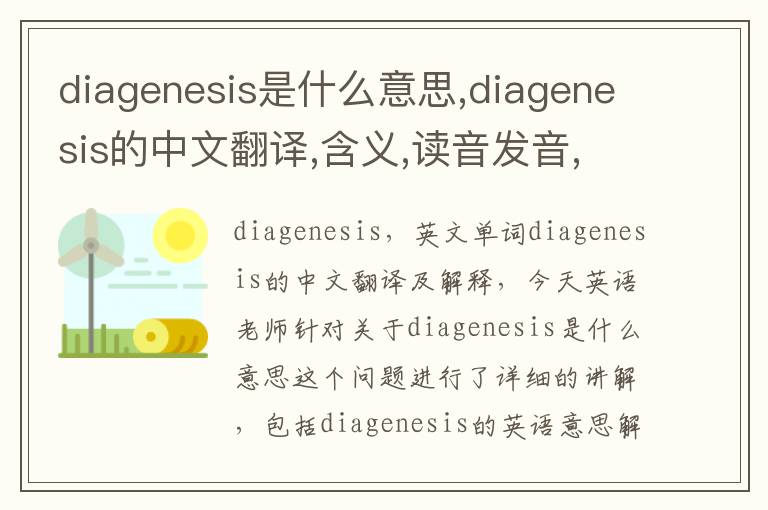 diagenesis是什么意思,diagenesis的中文翻译,含义,读音发音,用法,造句,参考例句