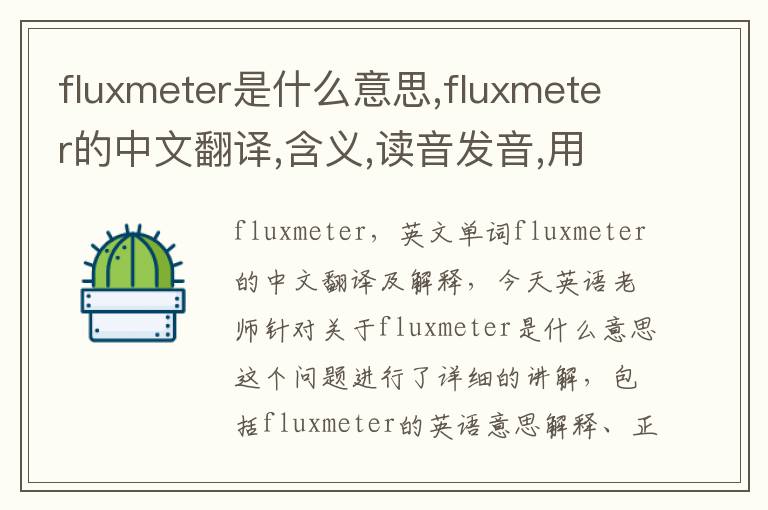 fluxmeter是什么意思,fluxmeter的中文翻译,含义,读音发音,用法,造句,参考例句