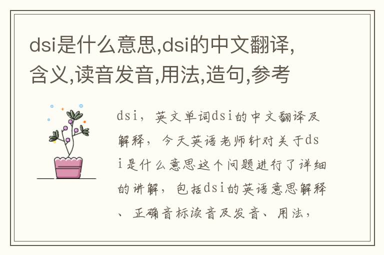 dsi是什么意思,dsi的中文翻译,含义,读音发音,用法,造句,参考例句