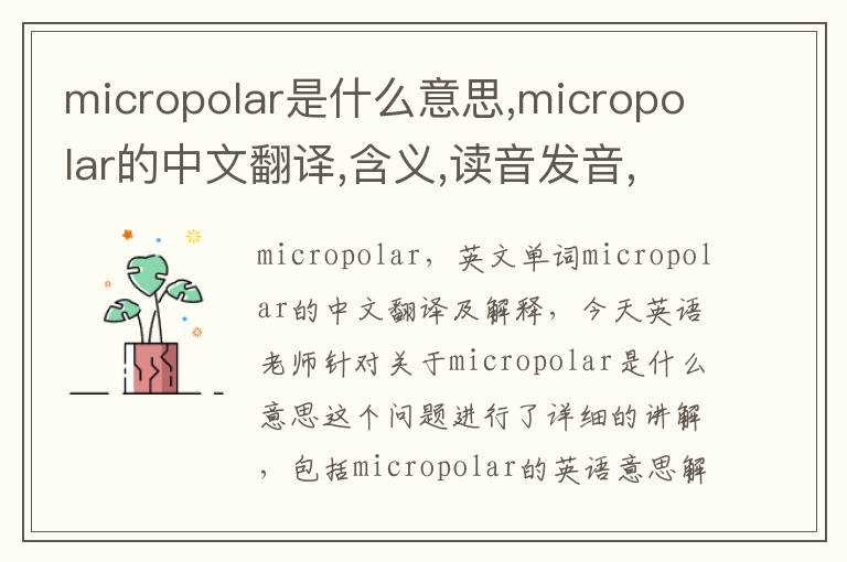 micropolar是什么意思,micropolar的中文翻译,含义,读音发音,用法,造句,参考例句