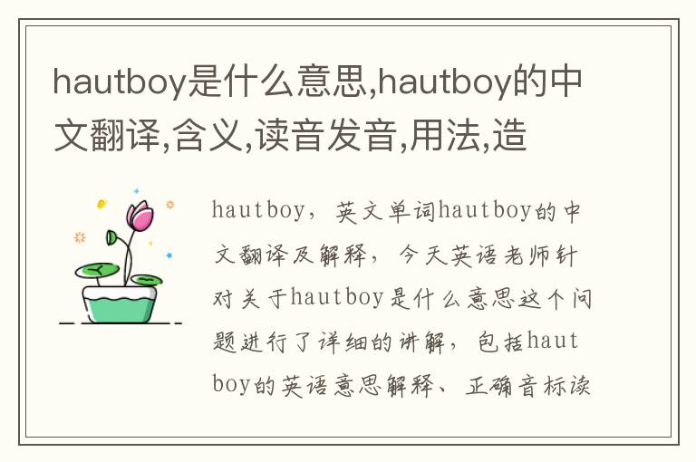 hautboy是什么意思,hautboy的中文翻译,含义,读音发音,用法,造句,参考例句