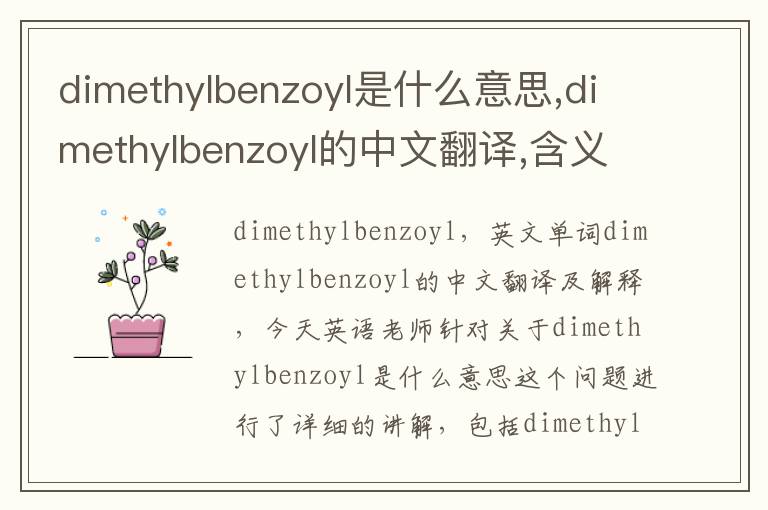 dimethylbenzoyl是什么意思,dimethylbenzoyl的中文翻译,含义,读音发音,用法,造句,参考例句