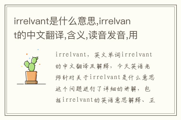 irrelvant是什么意思,irrelvant的中文翻译,含义,读音发音,用法,造句,参考例句