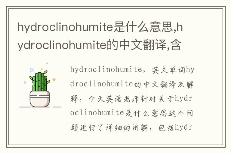 hydroclinohumite是什么意思,hydroclinohumite的中文翻译,含义,读音发音,用法,造句,参考例句