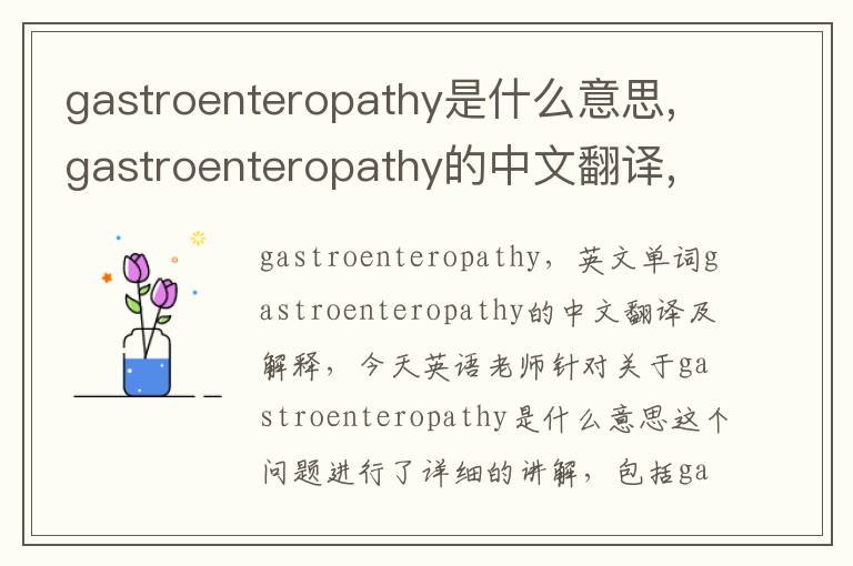 gastroenteropathy是什么意思,gastroenteropathy的中文翻译,含义,读音发音,用法,造句,参考例句