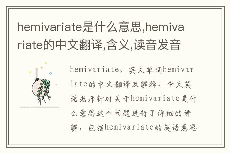 hemivariate是什么意思,hemivariate的中文翻译,含义,读音发音,用法,造句,参考例句