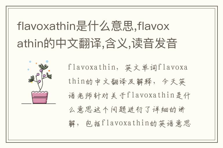 flavoxathin是什么意思,flavoxathin的中文翻译,含义,读音发音,用法,造句,参考例句