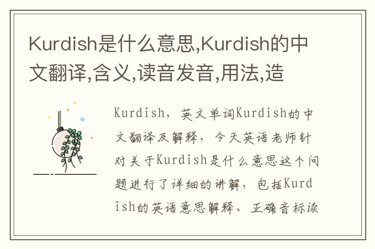 Kurdish是什么意思,Kurdish的中文翻译,含义,读音发音,用法,造句,参考例句