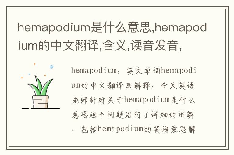 hemapodium是什么意思,hemapodium的中文翻译,含义,读音发音,用法,造句,参考例句