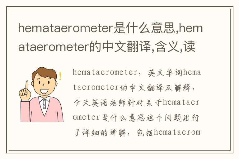 hemataerometer是什么意思,hemataerometer的中文翻译,含义,读音发音,用法,造句,参考例句