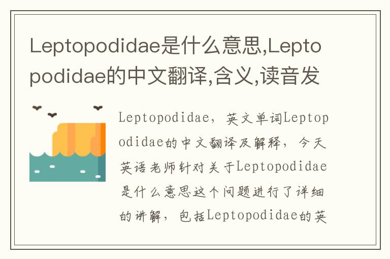 Leptopodidae是什么意思,Leptopodidae的中文翻译,含义,读音发音,用法,造句,参考例句