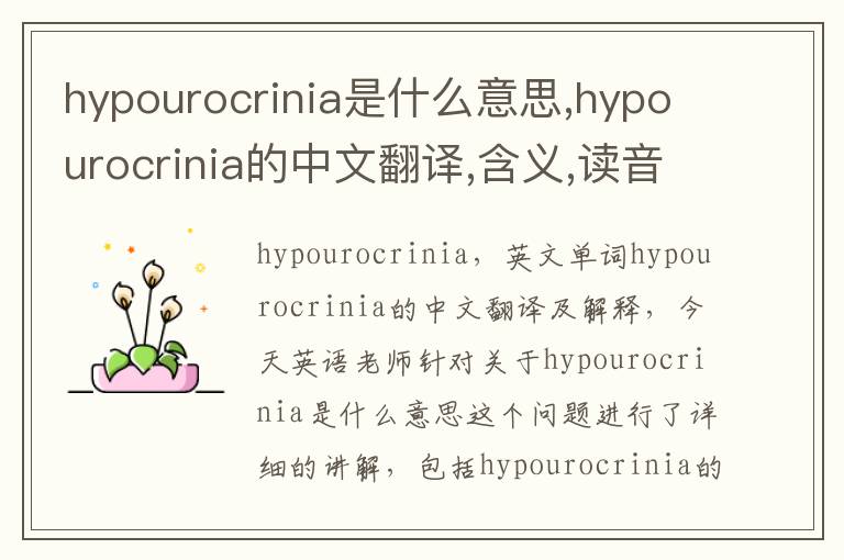 hypourocrinia是什么意思,hypourocrinia的中文翻译,含义,读音发音,用法,造句,参考例句