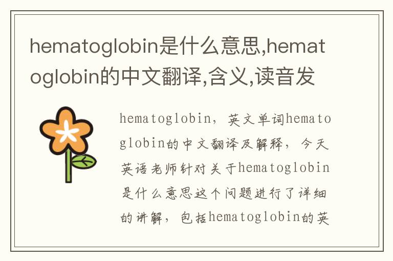 hematoglobin是什么意思,hematoglobin的中文翻译,含义,读音发音,用法,造句,参考例句