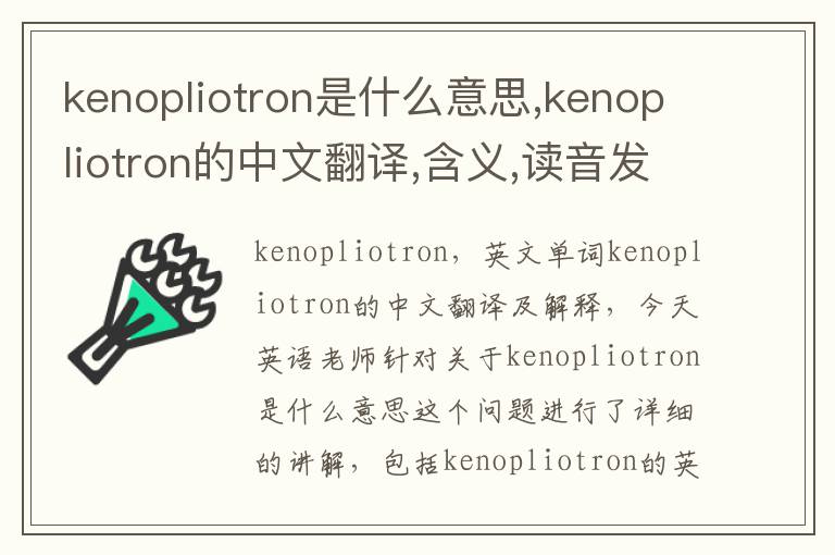 kenopliotron是什么意思,kenopliotron的中文翻译,含义,读音发音,用法,造句,参考例句