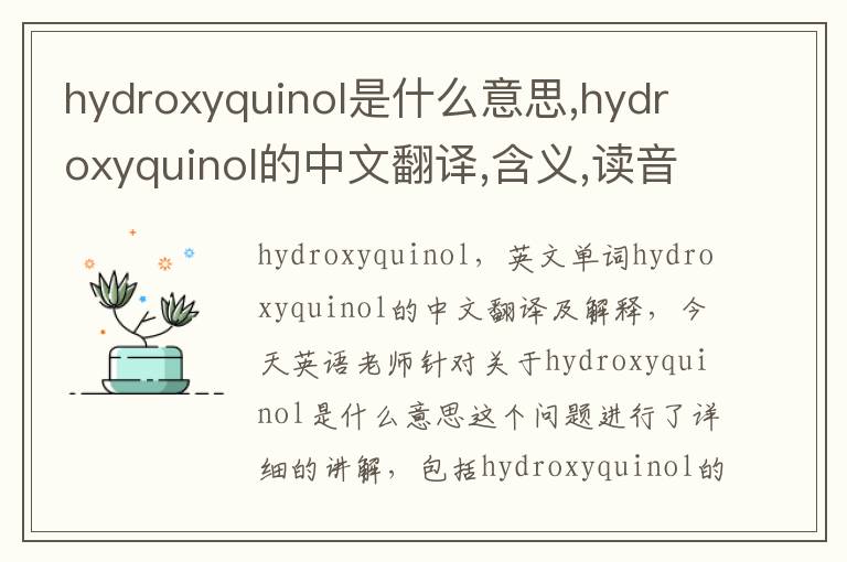 hydroxyquinol是什么意思,hydroxyquinol的中文翻译,含义,读音发音,用法,造句,参考例句