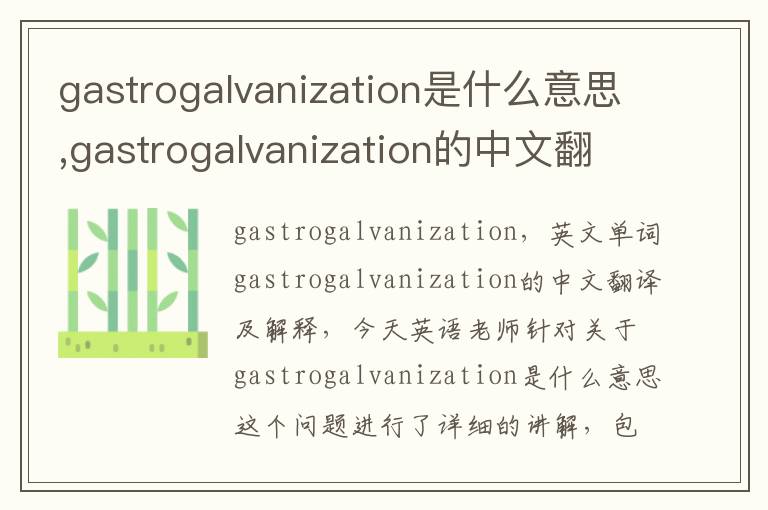 gastrogalvanization是什么意思,gastrogalvanization的中文翻译,含义,读音发音,用法,造句,参考例句