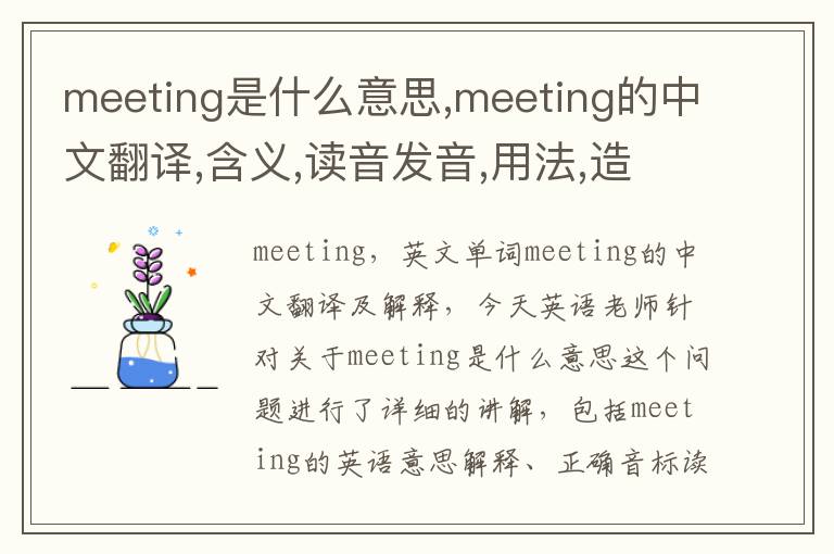 meeting是什么意思,meeting的中文翻译,含义,读音发音,用法,造句,参考例句