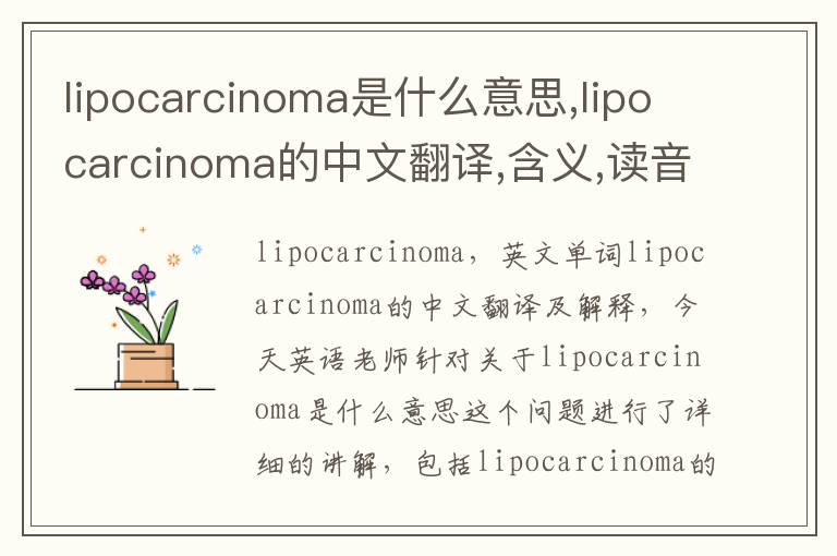 lipocarcinoma是什么意思,lipocarcinoma的中文翻译,含义,读音发音,用法,造句,参考例句