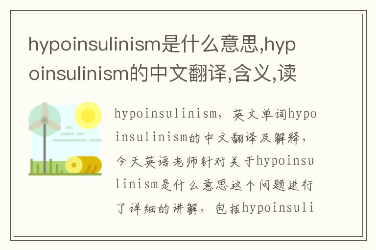 hypoinsulinism是什么意思,hypoinsulinism的中文翻译,含义,读音发音,用法,造句,参考例句