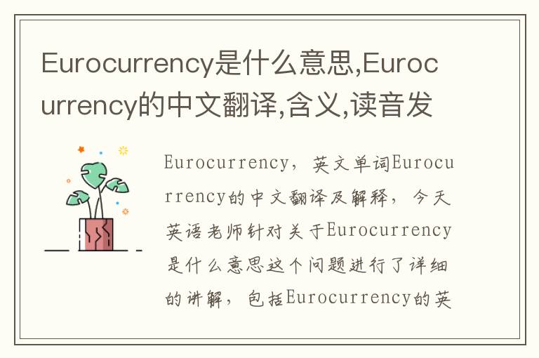 Eurocurrency是什么意思,Eurocurrency的中文翻译,含义,读音发音,用法,造句,参考例句