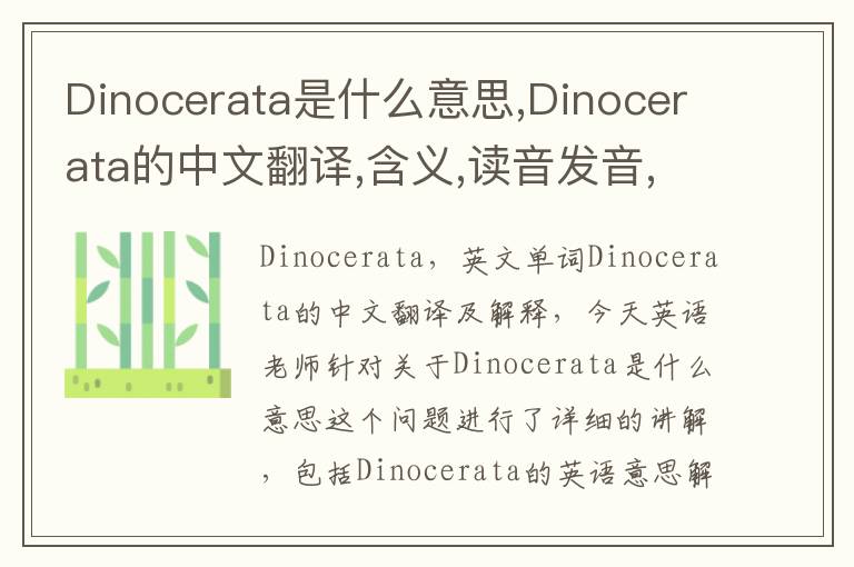 Dinocerata是什么意思,Dinocerata的中文翻译,含义,读音发音,用法,造句,参考例句