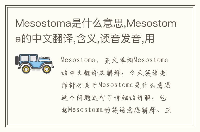 Mesostoma是什么意思,Mesostoma的中文翻译,含义,读音发音,用法,造句,参考例句