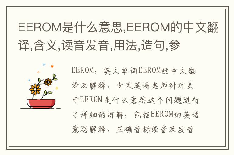 EEROM是什么意思,EEROM的中文翻译,含义,读音发音,用法,造句,参考例句