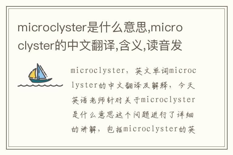 microclyster是什么意思,microclyster的中文翻译,含义,读音发音,用法,造句,参考例句