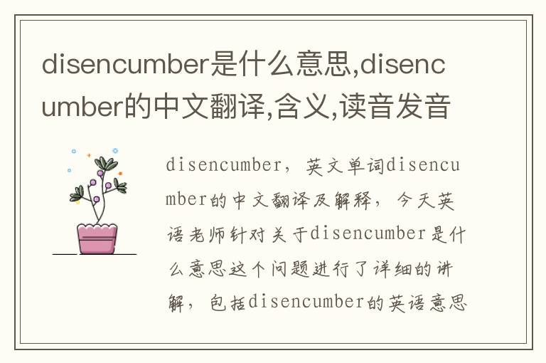 disencumber是什么意思,disencumber的中文翻译,含义,读音发音,用法,造句,参考例句