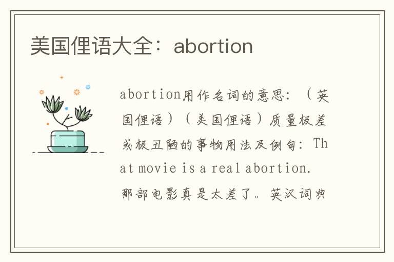 美国俚语大全：abortion